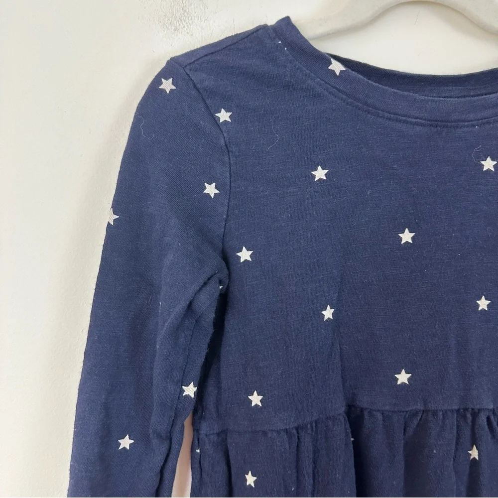 Gap Kids Navy Star-Print Long-Sleeve Kids Dress Small